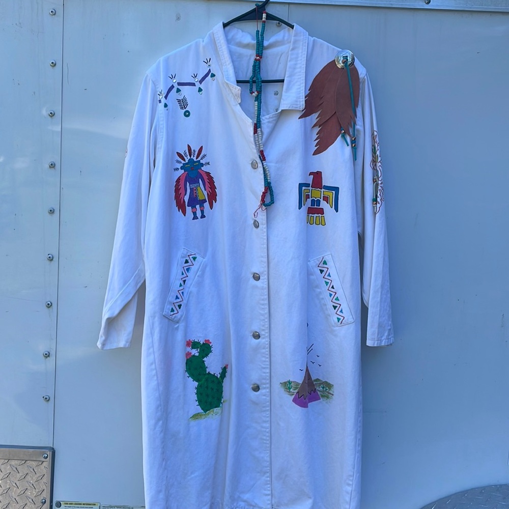 Handmade medicine man costume. Native American history - Halloween